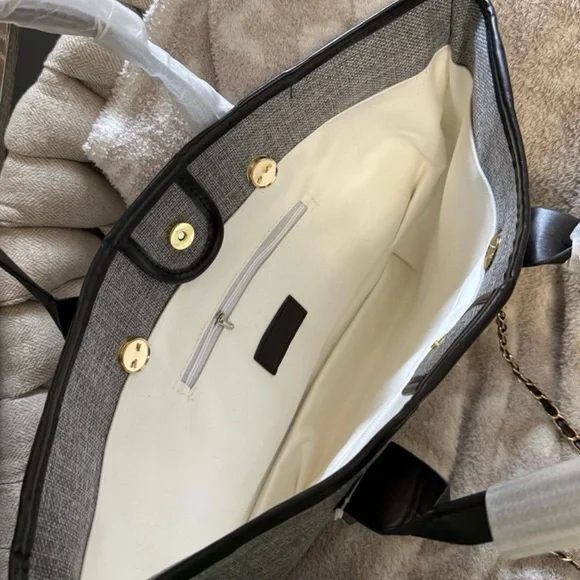 CHANEL Novelty Canvas Gray Tote Bag - Picture 2 of 6